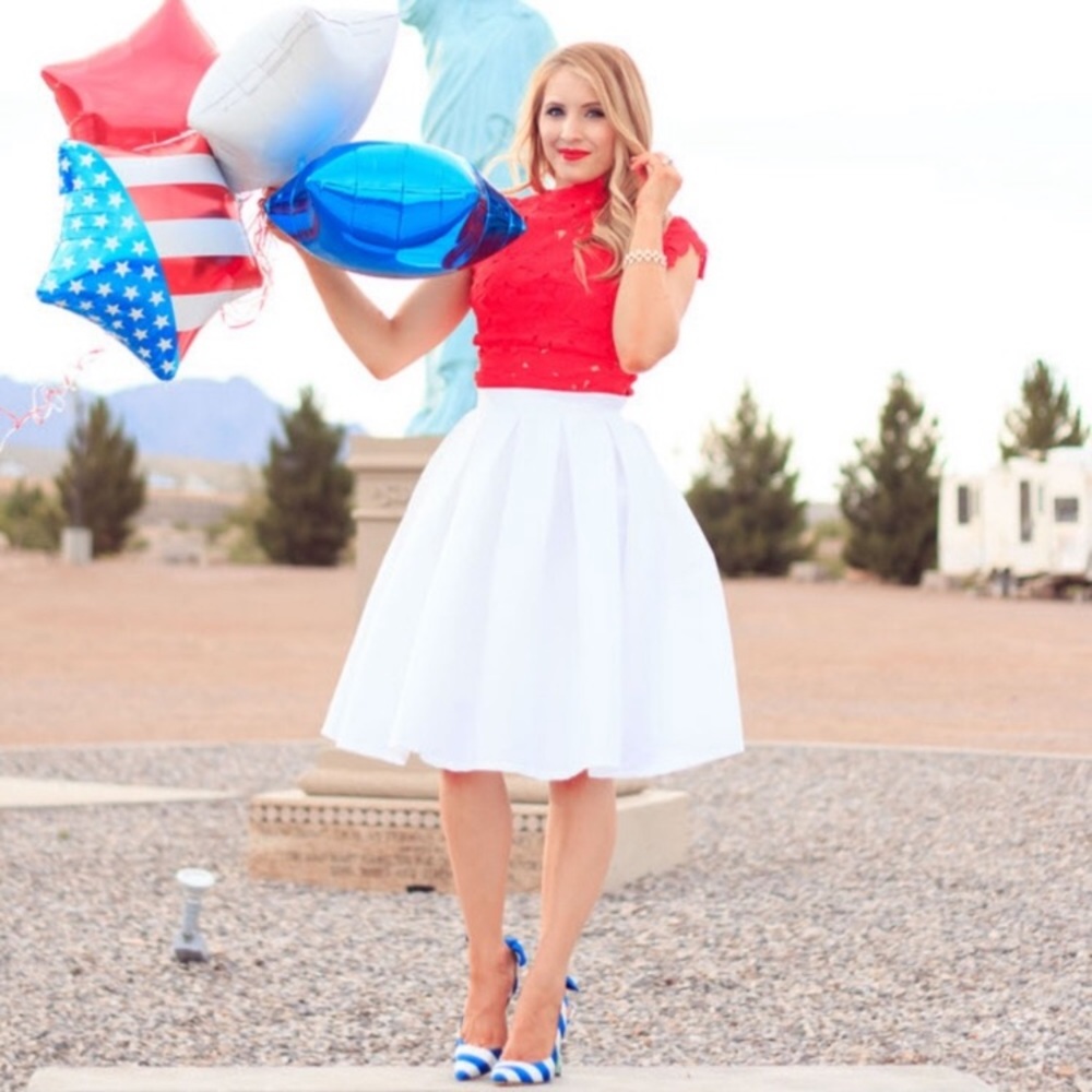 Retro pleated full circle midi dress skirt A-line
